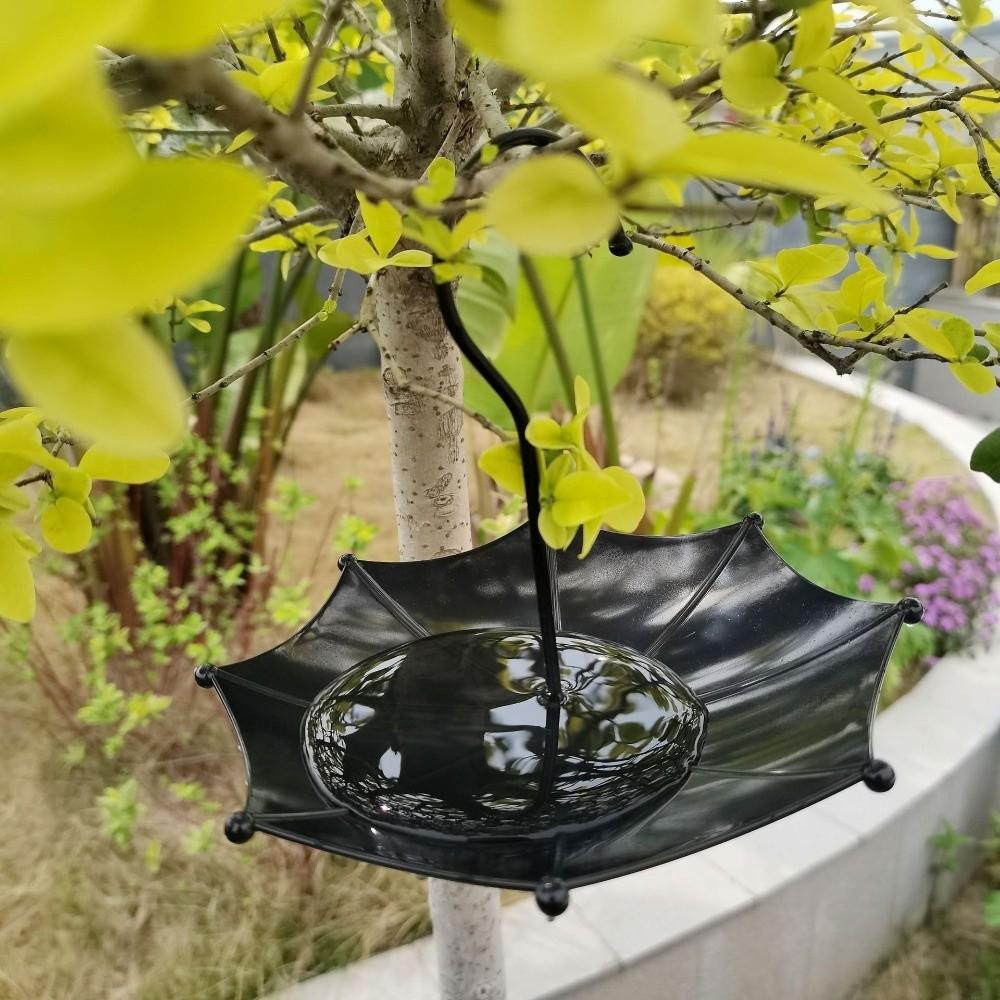 Umbrella Design Bird Feeding Tray Weatherproof Yard Decorations Hanging Bird Feeder Round Garden Ornaments Bird Bath Feeder