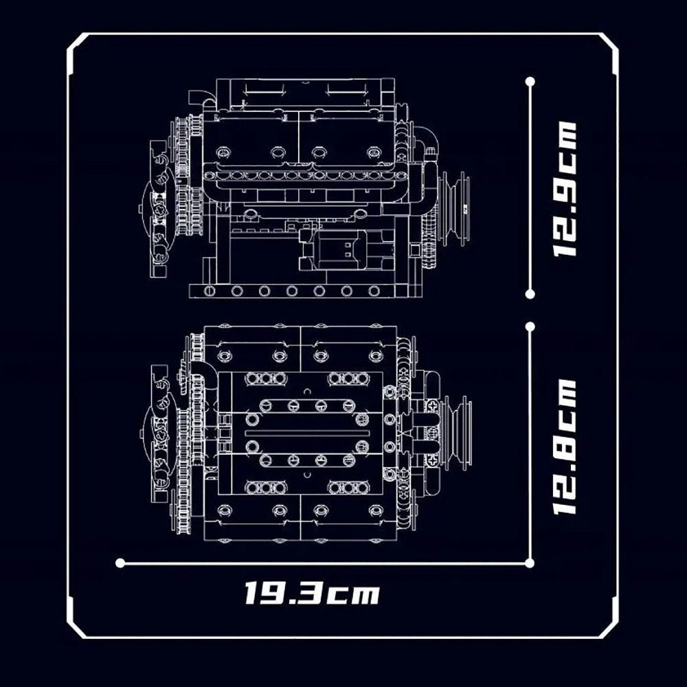 Motorized Simulation V8 Engine Building Block MOC Simulation Scale Model DIY Toys