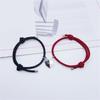 1 Pair Couple Bracelets Adjustable Length Heart Pendant Eye-catching Distance Magnet Attraction Bracelet for Home