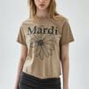 [mardimercredi] Slim T-Shirt Flower Mardi Cracked Destroyed - Latte Grey