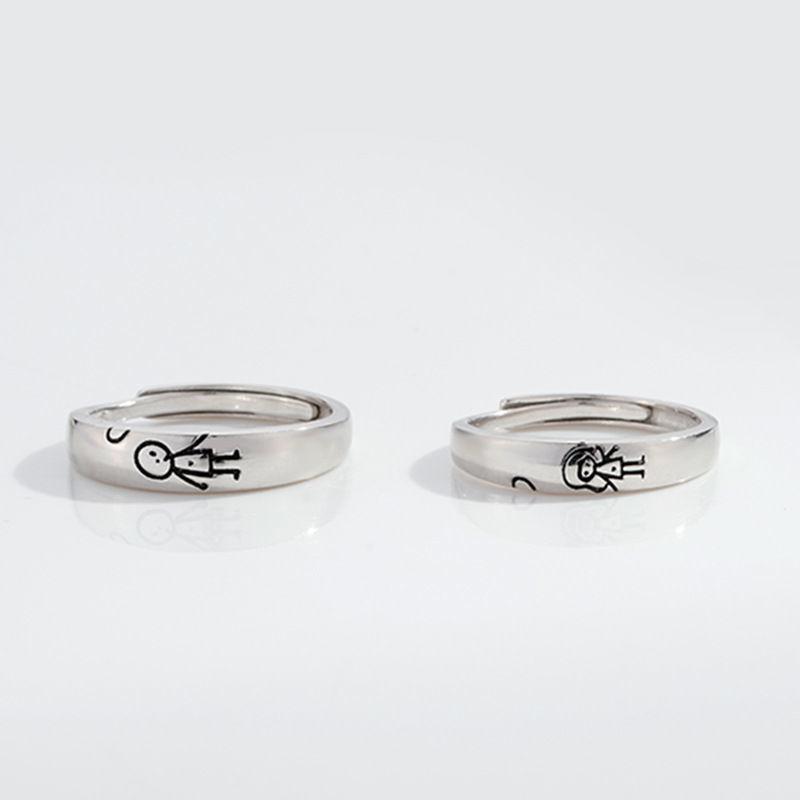 2pcs New Simple Hand In Hand Lovers Ring