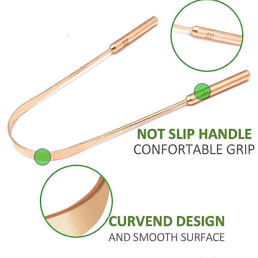 Pack Of 2 Copper Tongue Scraper Cleaner | Dentist Recommended For Dental Health And Fresh Breath