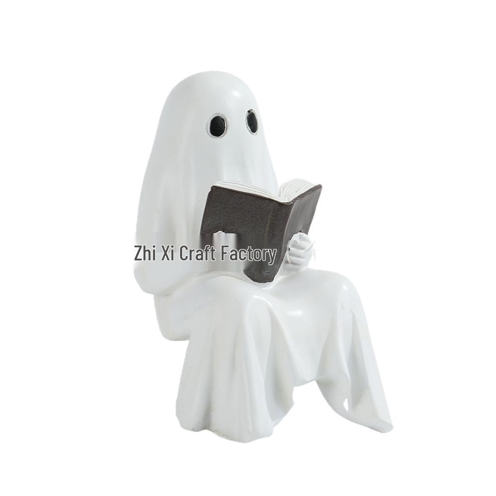 Ghost Reading Book Lamp Figurine Toy