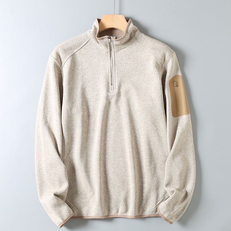 Original Foreign Trade Outdoor Lightweight Autumn and Winter Men's New Fleece Sweatshirt Sports Casual Half-Zip Stand Collar Top