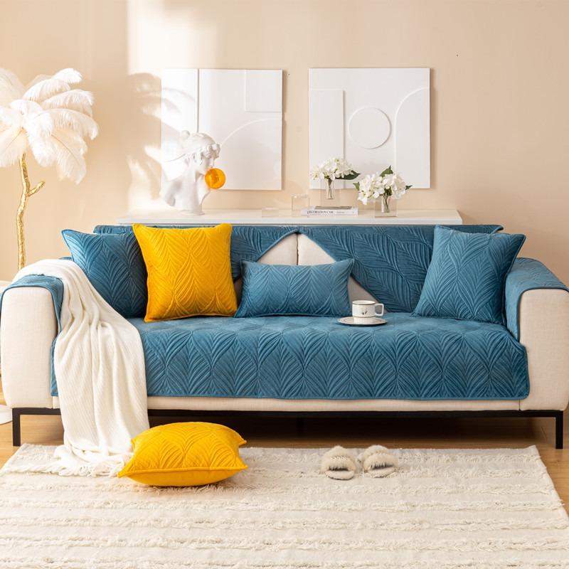 Autumn and Winter Plush Super Soft Solid Color Quilted Sofa Cushion Modern Simple Non-Slip Sofa Cushion Towel