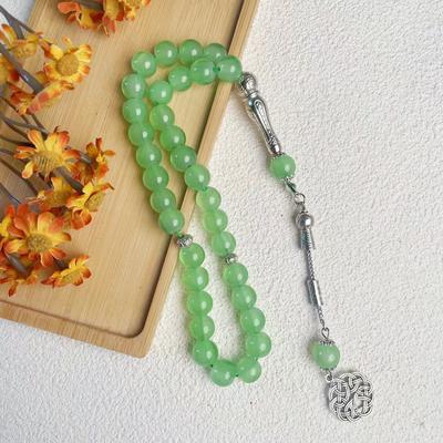 Islamic Prayer Beads Tasbih, Middle Eastern Arabic Rosary, Jade Glass Asbih Bracelet Gift for Women