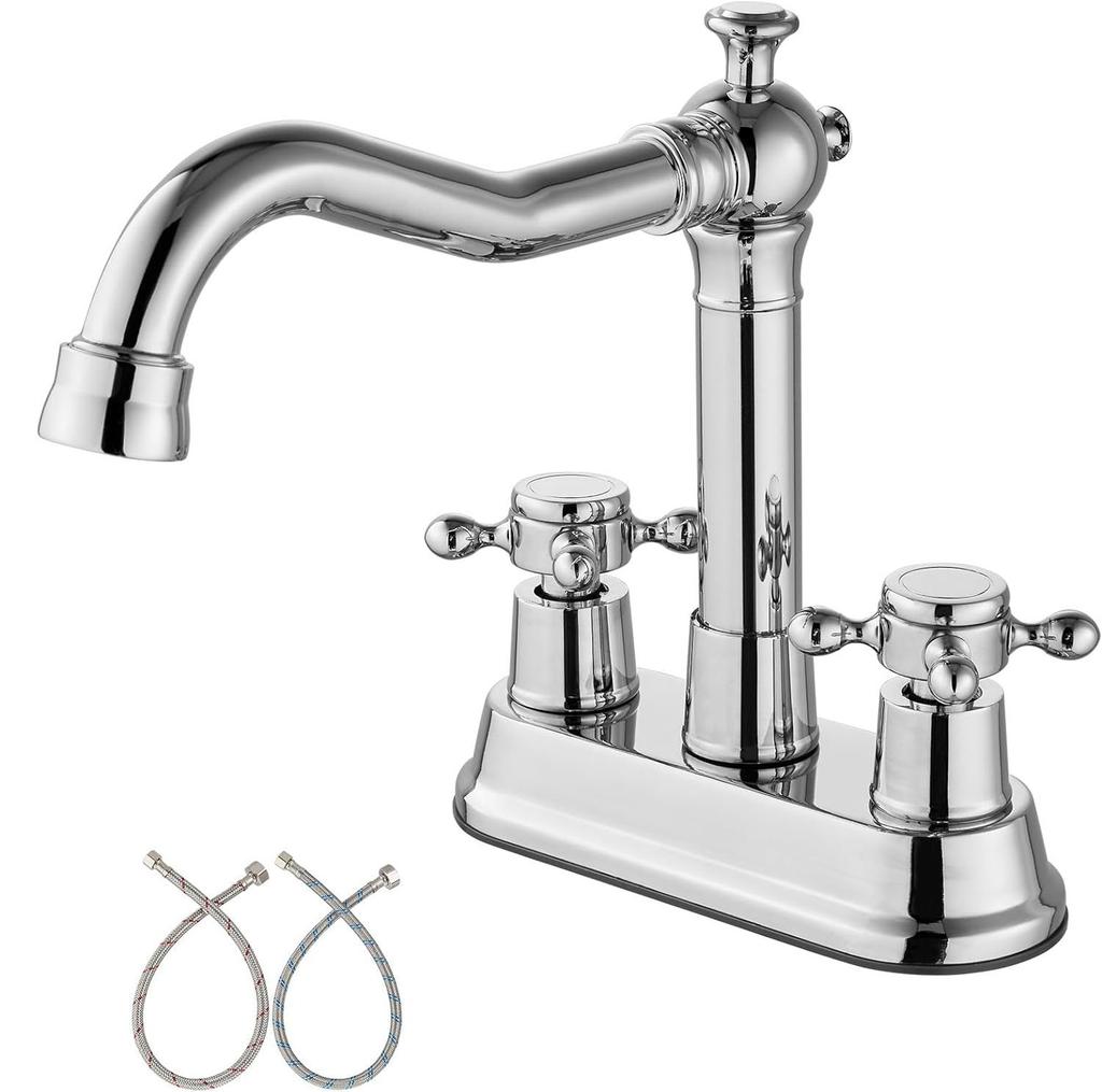 360 Swivel Antique Brass Bathroom Basin Faucet Sink Mixers Taps Bathtub Dual Handles Deck Mounted Basin Sink Mixer Black Chrome