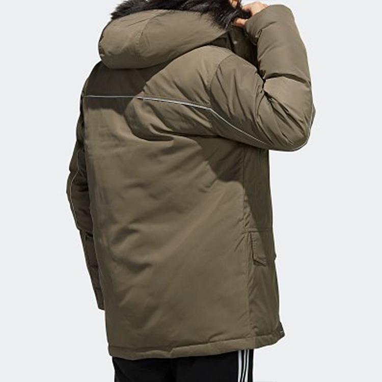 Adidas Originals Trefoil Casual Sports Windproof Warm Hooded Down Jacket Men Outerwear Brown FL1418