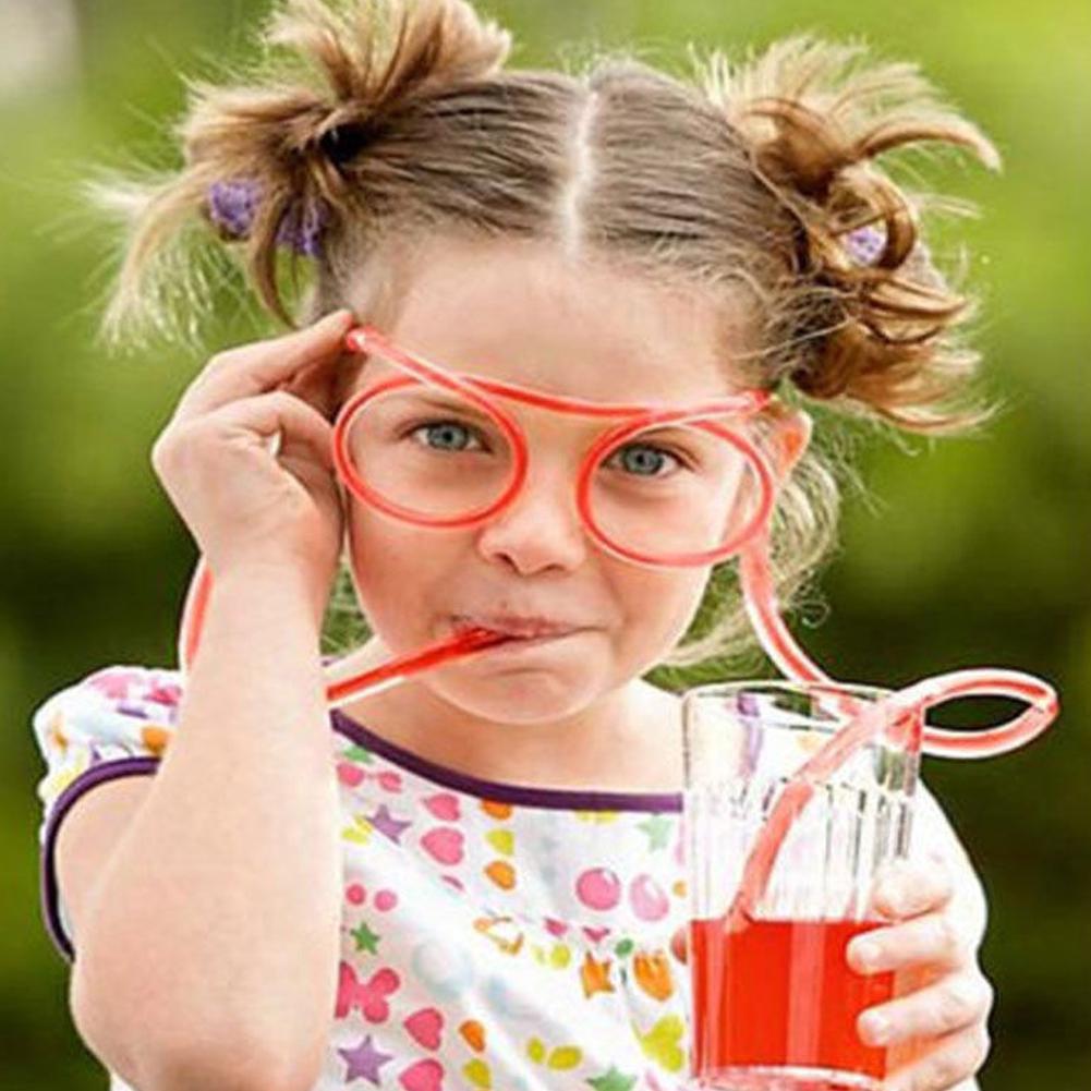 Creative Funny Flexible Glasses Drinking Straws Novelty Children Party Supply CDN