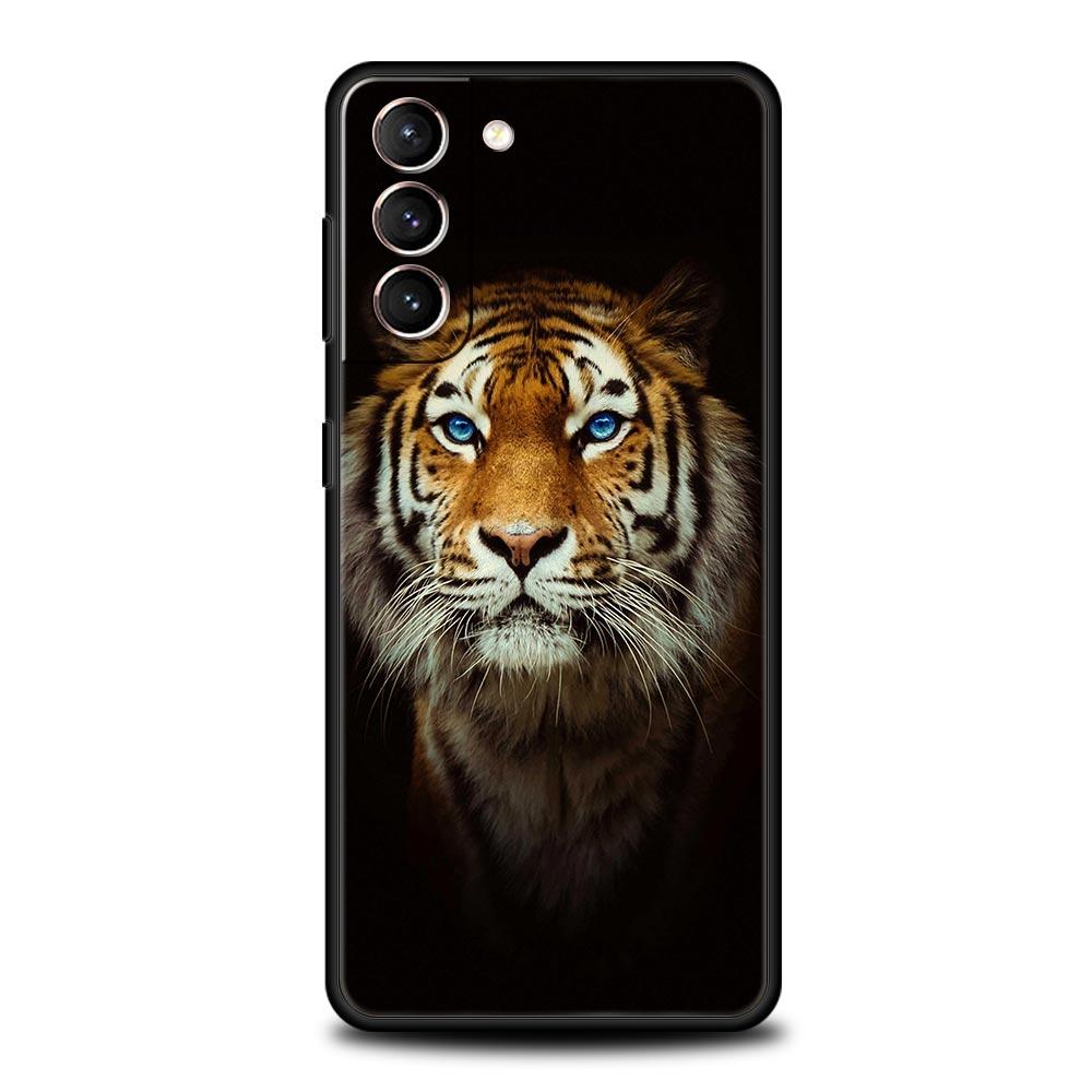 Tiger Leopard Fashion Phone Case For Samsung Galaxy S26 Ultra S25 Plus S24 FE S23 S22 5G S21 S20 Cover Black Soft