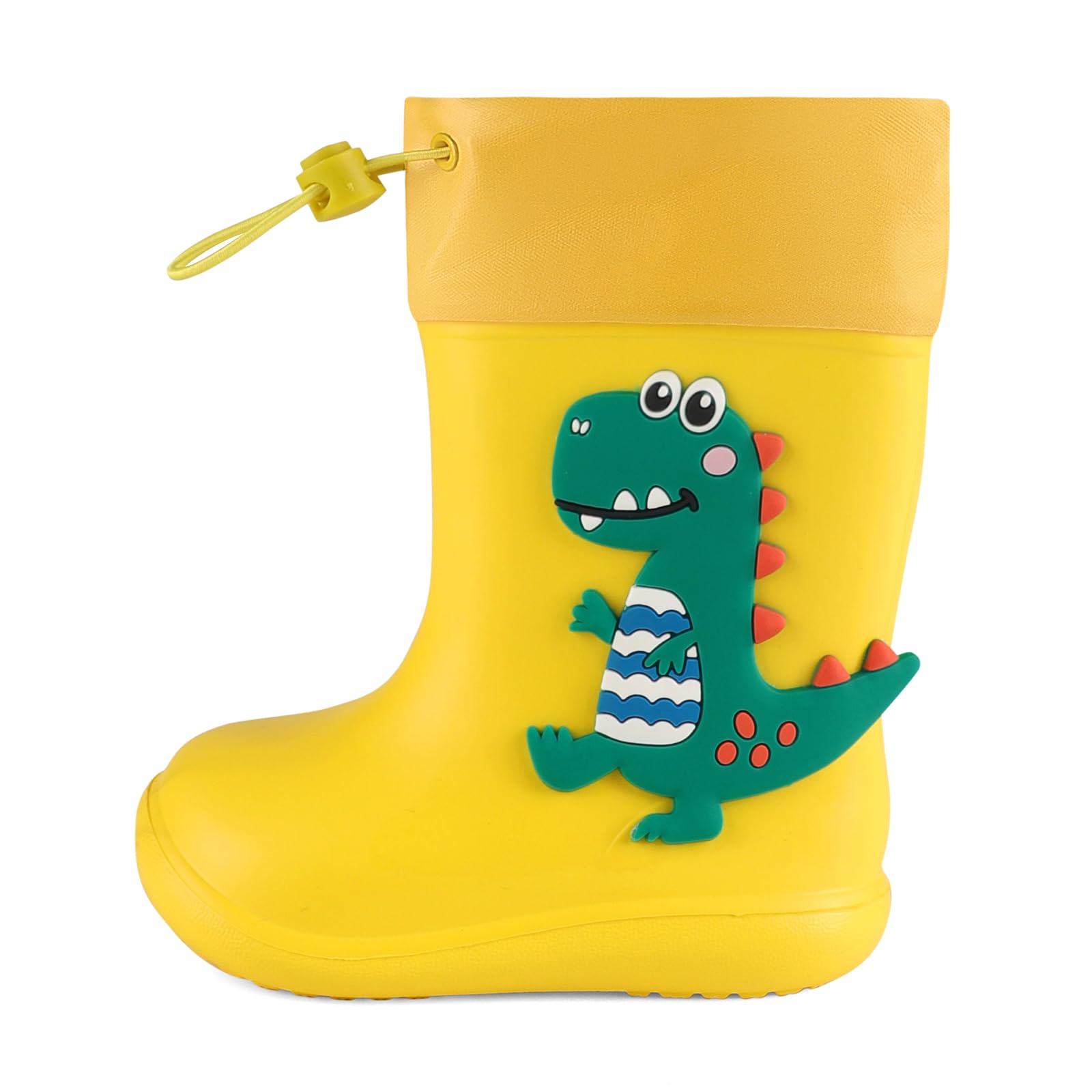 

MK MATT KEELY Kids Rain Boots, Boys and Girls, Cute, Hooded, Non-Slip, Perfect for School, Rain, and Snow (Hooded Yellow, Size 18cm)