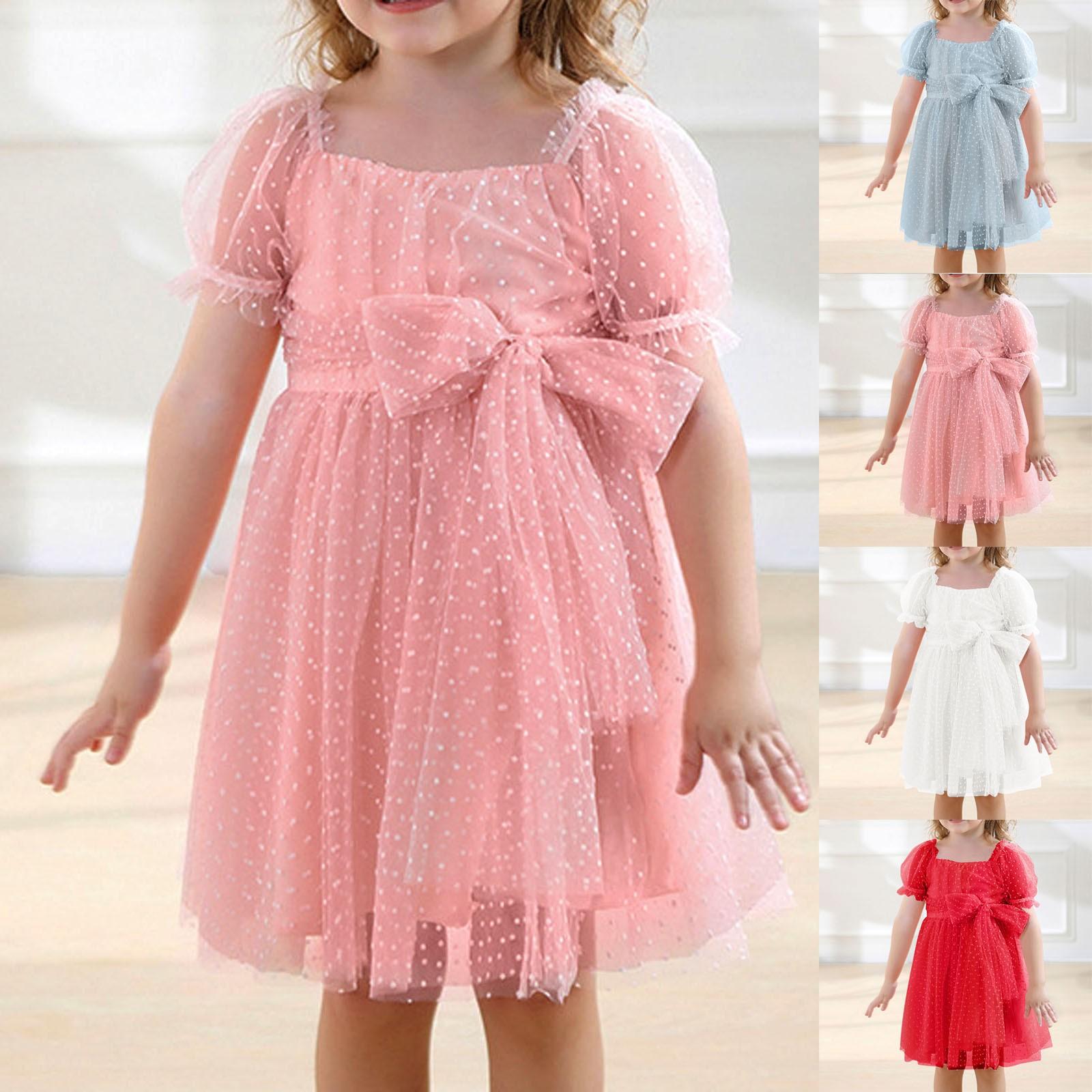 

Children s Fashion Puff Sleeve Princess Dress Mesh Dress 100 рожевий