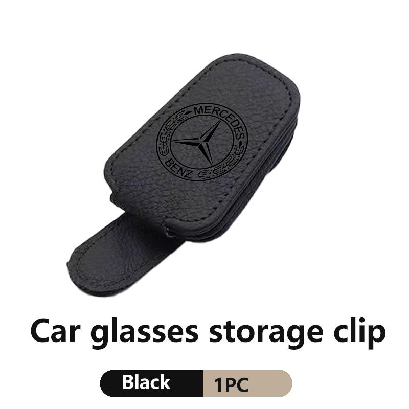 For Benz Car Sunshades Magnetic Leather Sunglasses Ticket Clip Auto Accessories Exclusive AMG SPRINTER V CLASS VIANO W124 W203