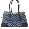 Used Handbag 6046 Signature Canvas/leather Navy System Blue Everyday Use