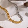  Minimalist 18K Gold Plated Stainless Steel Color Blocked Necklace for Women Chain Fashion Exquisite Jewelry Gift