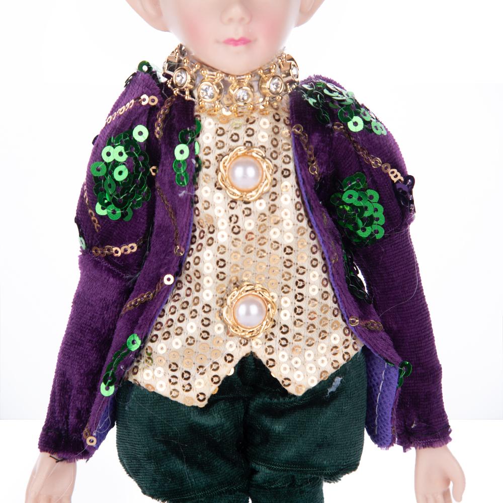 Purple-Green-Gold Sequin Christmas Elf Doll