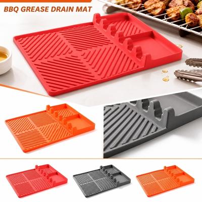 Silicone BBQ Grill Mat with Rib Rack and Drip Tray Non-Stick Heat Resistant Flexible Cooking Surface for Outdoor and Indoor Grilling