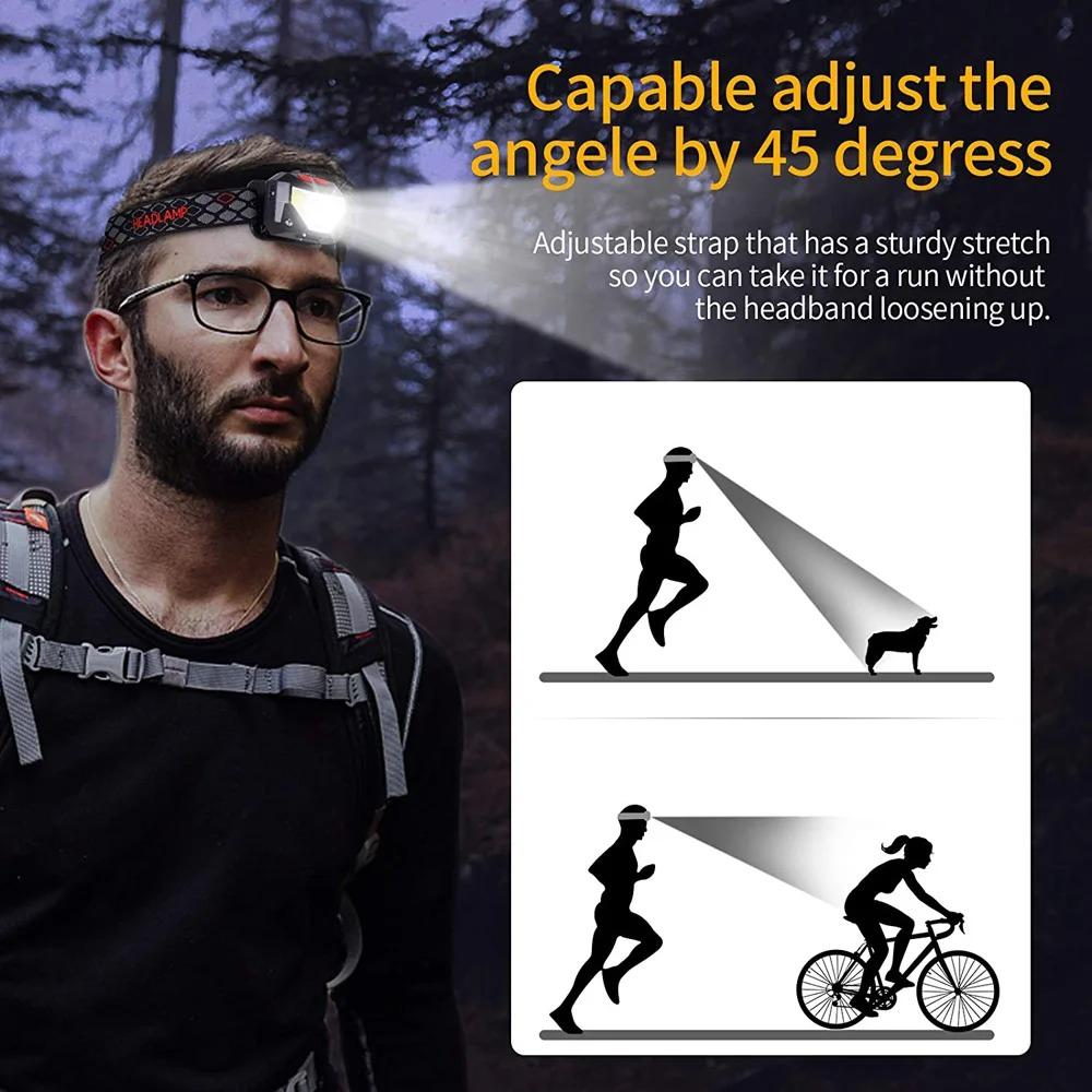 8 Modes LED Headlamp with Motion Sensor COB Flashlight Powerful Headlight for Camping Fishing Handheld Torch Head Light