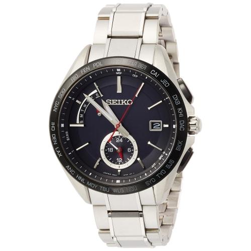 Seiko Watch BRIGHTZ Solar Radio-Controlled Dual Time Titanium Model SAGA241 Men's Silver