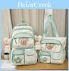 Fresh Color Block Backpack With Nylon For School Girls