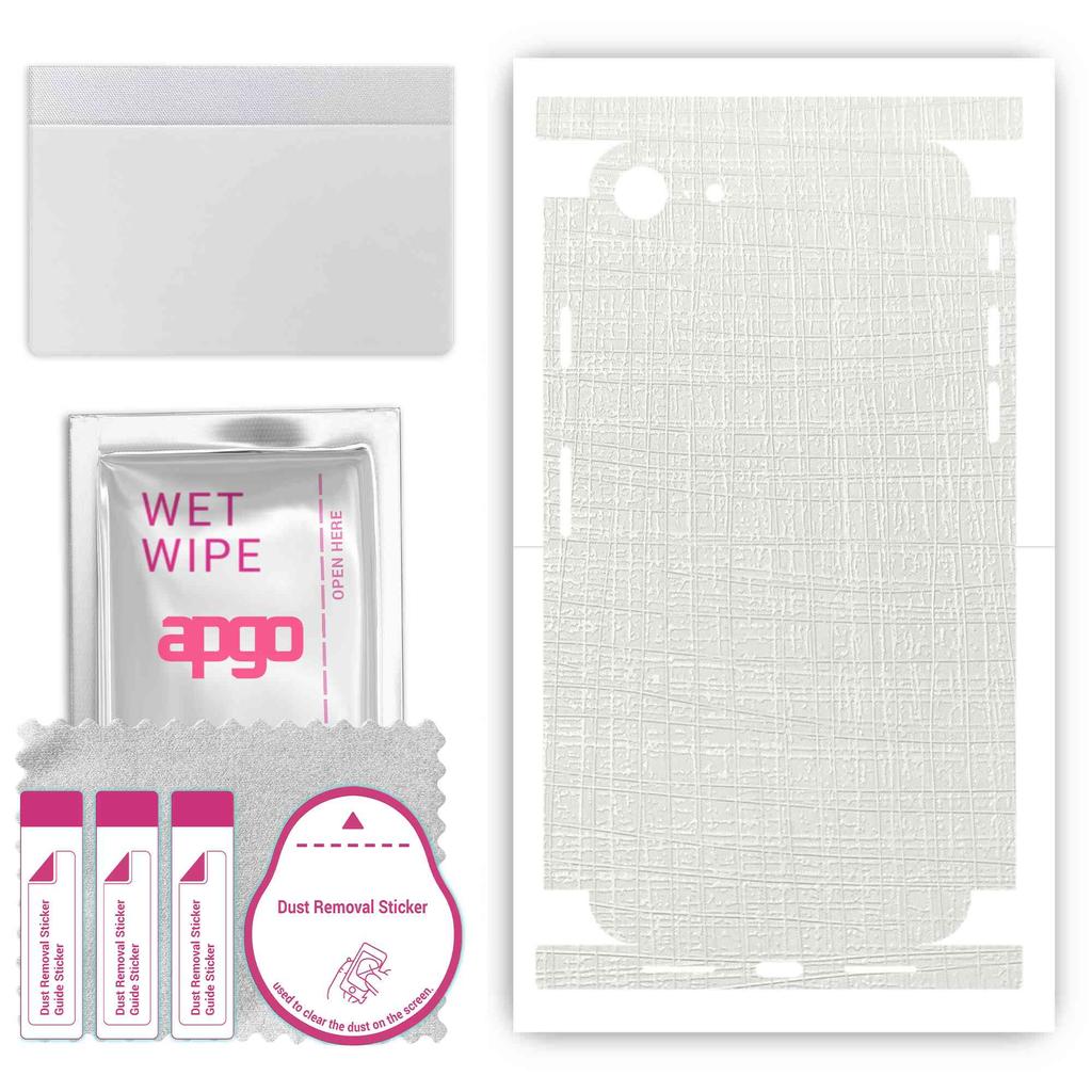 apgo Naklejka ochronna na tył i boki kompatybilna z Apple iPhone SE 2020, folia do pełnego owijania, folia, winyl - wzór białej tkaniny