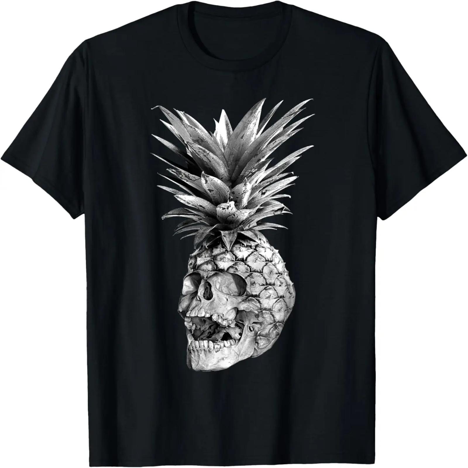 Skull Pineapple T Shirt Hipster Bartender Cocktail Rave Gift T-Shirt S