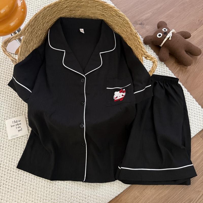 Summer New Pajamas Women's Short-sleeved Shorts Thin Cloud Cotton Cartoon Cute Large Size Korean Version Loungewear