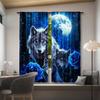 Wolf-Themed Polyester Pongee Room Darkening Curtains 2pcs Set - Contemporary Semi-Sheer Rod Pocket Drapes for Bedroom   Living Ro