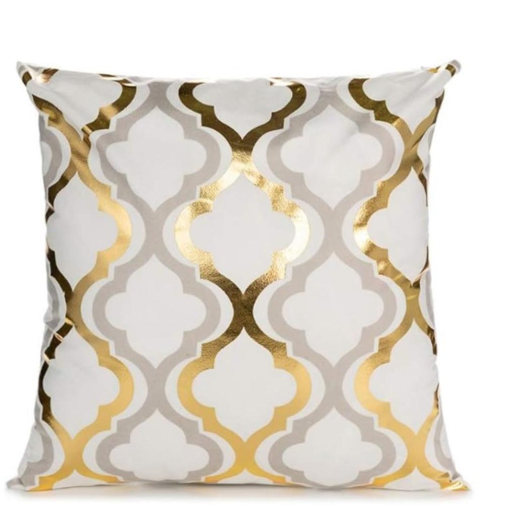 Glamorous Gold Geometric Pattern Pillowcasesliving Room Sofa Cushion Cover, Soft And Comfortable, Bedroom Room Decoration