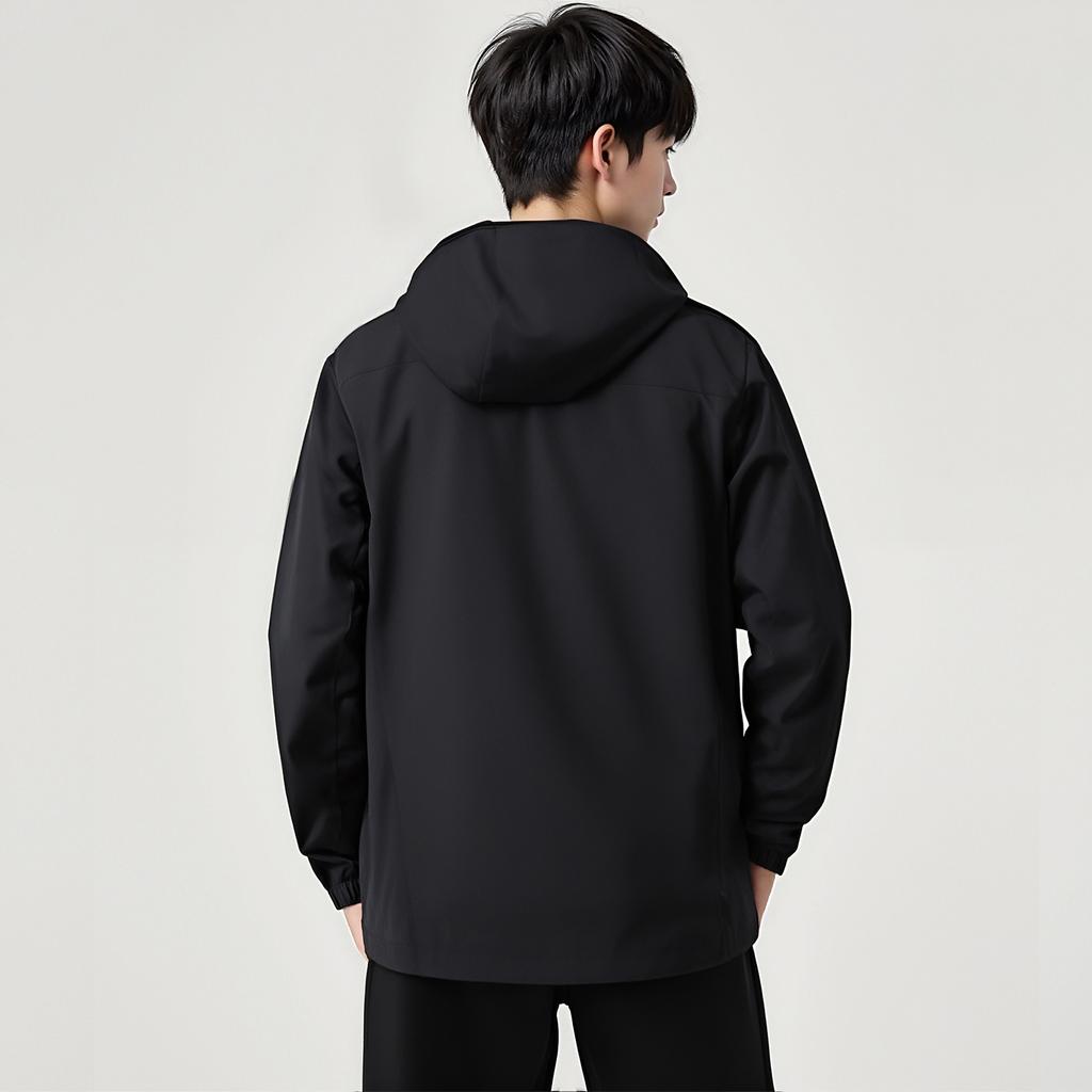 Li-Ning Giacca a vento tinta unita con logo, vestibilità larga, impermeabile, felpa sportiva casual da uomo, capospalla AFDVJ43-2
