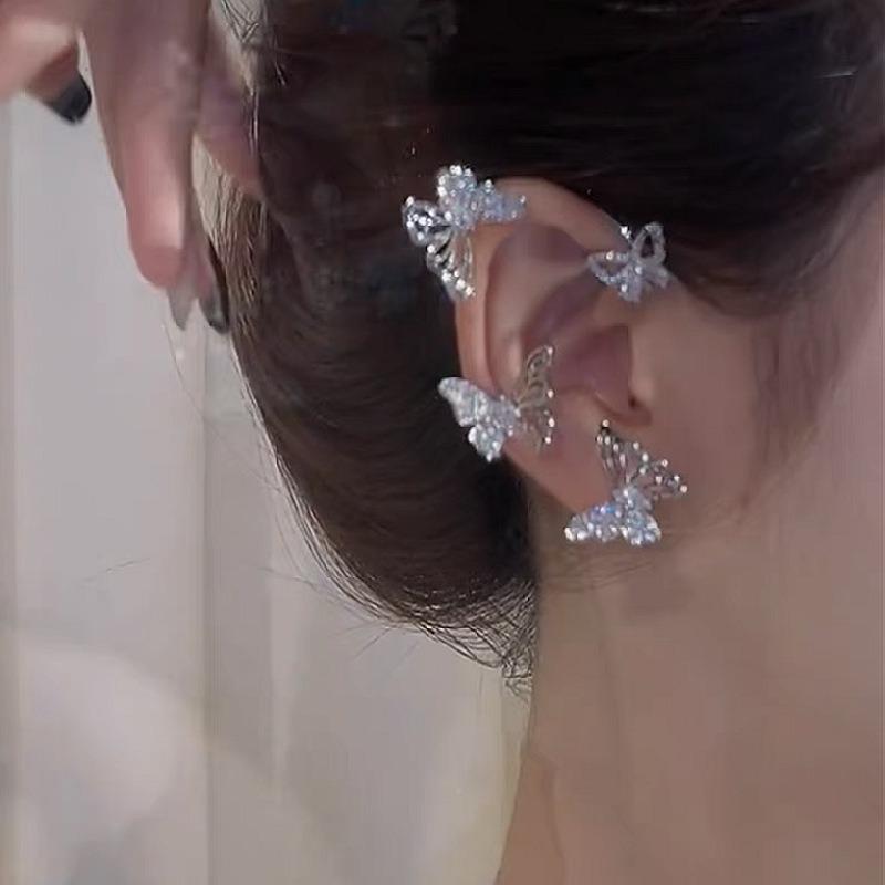 Hollow Zircon Butterfly Ear Hanging Female Without Ear Hole Advanced Sense Ear Bone Clip