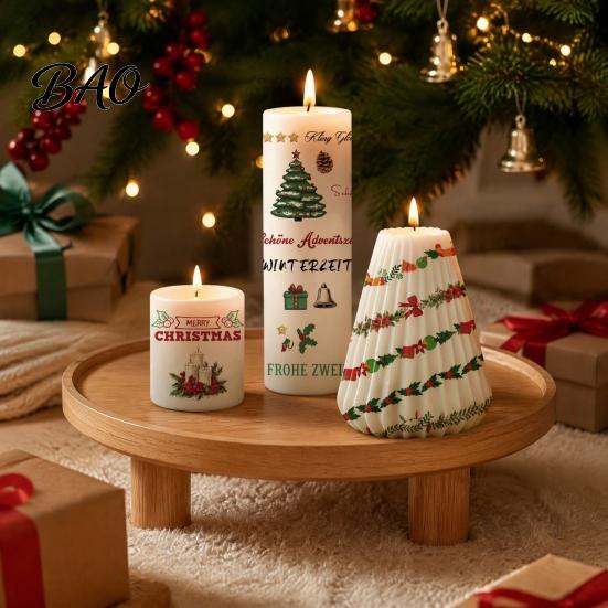 Easy Apply Candle Stickers Christmas Transfer Stickers, DIY Holiday Craft Supplies, Waterproof Atmospheric Home Decor Decorative Decals for Making And