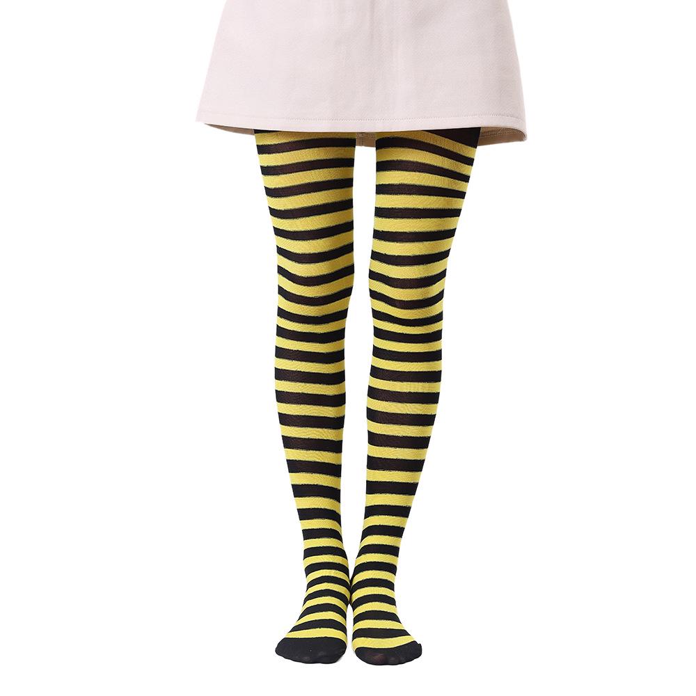 Colanți în dungi multicolore pentru costume de Halloween sau Crăciun pentru femei Tights white