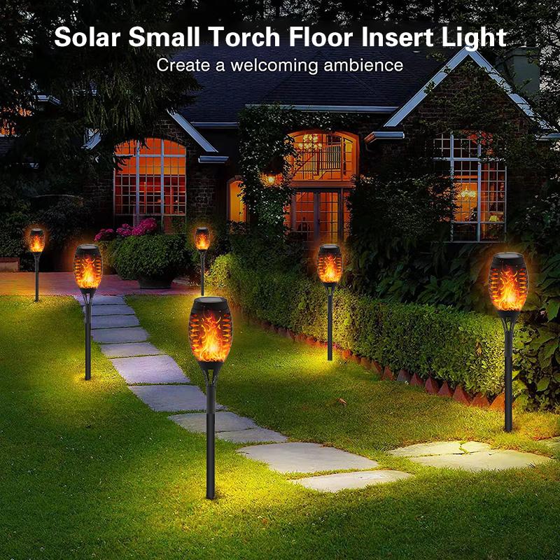 4 Packs Solar Flame Torch Lights Flickering Light Waterproof Garden Decoration Outdoor Lawn Path Yard Patio Floor Decor Lamps