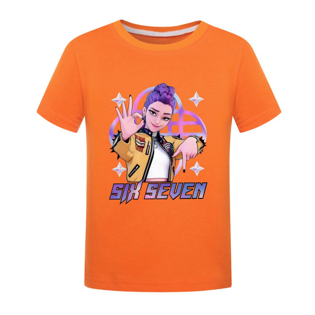 

5232 Kids Girls Boys Rumi Mira Zoey Print Casual Cotton Short Sleeves T-Shirt 170cm помаранчевий