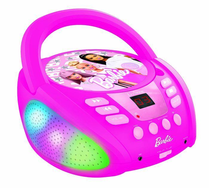 Lecteur cd bluetooth - barbie - multicolore - bluetooth 5.0 - prise auxiliaire - effets lumineux