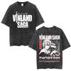 2026 Hot Sale Vinland Saga Thorfinn Manga Graphic T-shirt Men Vintage Washed Viking Anime Unisex Oversized Crew Neck Cotton Short Sleeve Tee Tops