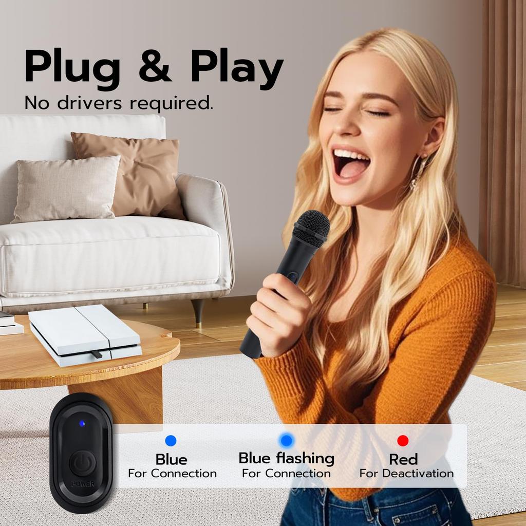 Mcbazel Karaoke Microphone Singing Gaming Karaoke Microphone Cordless Compatible with U Black PS5/XboxSeriesXS/Switch/PC/Wii/Wii -