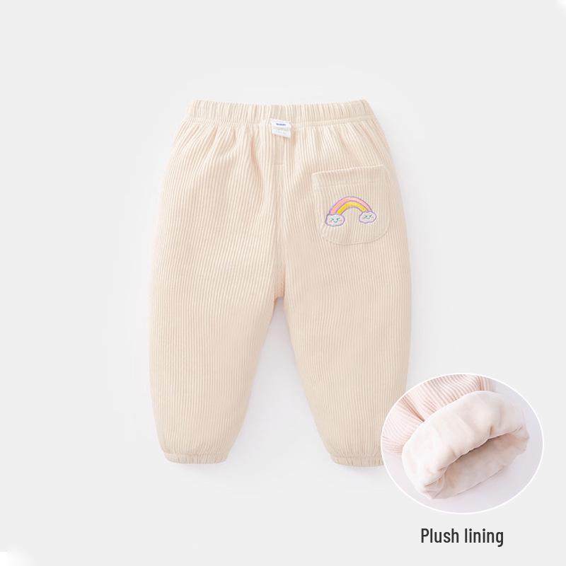 Newborn Infant Fleece-Lined Pants - Spring & Autumn Casual Wear for Boys & Girls