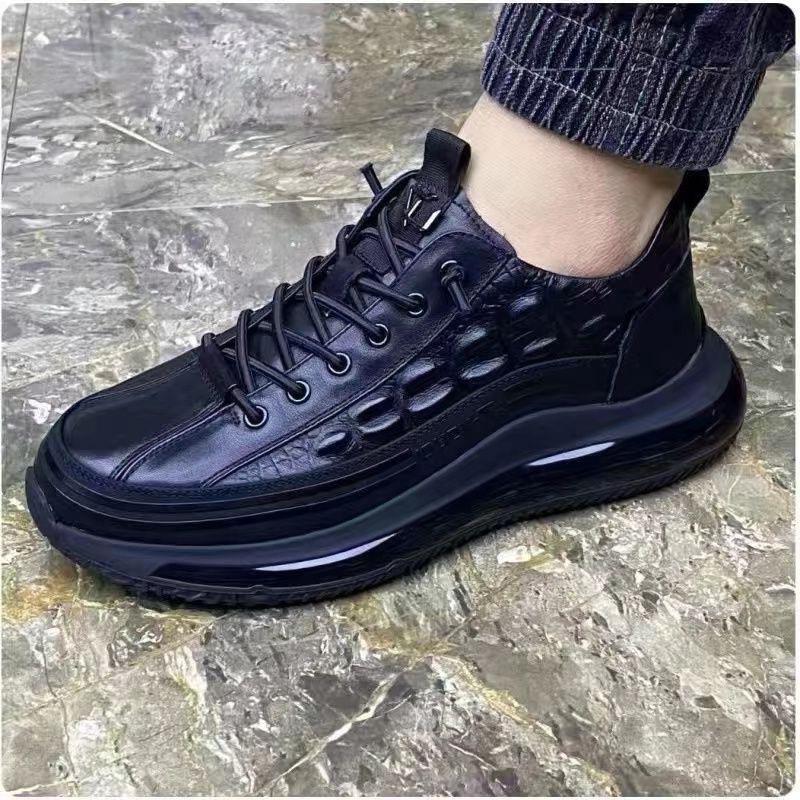 Breathable Texture Crocodile Leather Shoes Men's Shoes Summer Leather Surface Non-slip Soft Sole High-top Business Casual Shoes Sports Shoes Versatile