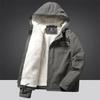 Men's Lamb Wool Retro Workwear Hooded Fleece-lined and Thickened Cotton-padded Jacket Coat in Autumn and Winter 2025.