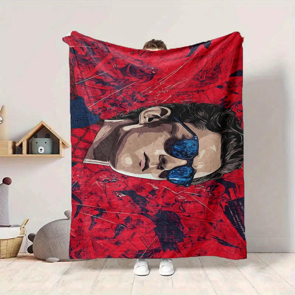 1Pc Spiderman Web Shadows Flannel Blanket, Soft And Comfortable, Casual Warm, Camping Travel, Christmas, Halloween Xmas Gift S1897