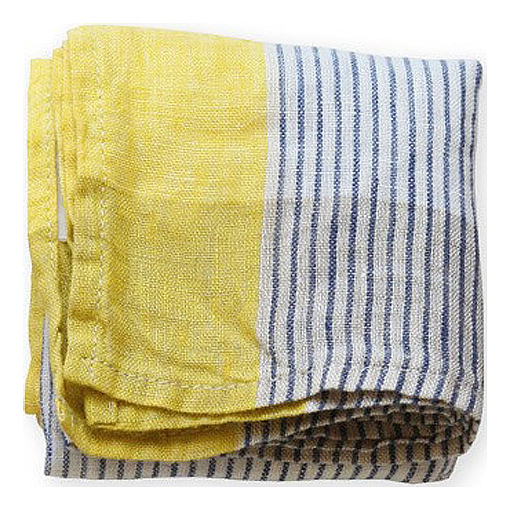 Lino e Lina Delphi Handkerchief, Blue/Yellow, Linen Handkerchief