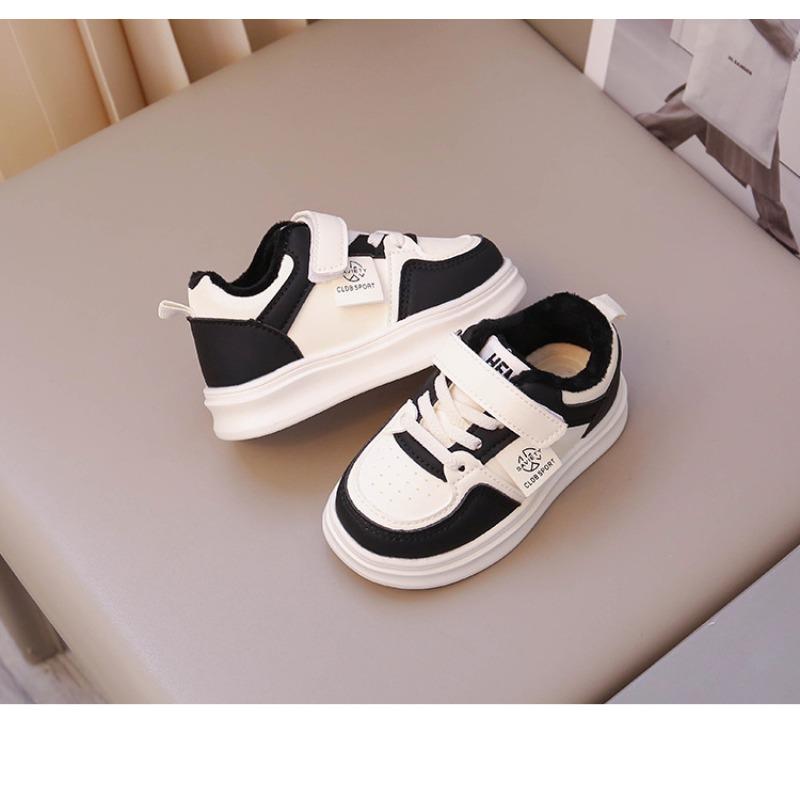 Children's Shoes & Girls' Sneakers, Autumn/Winter New Arrivals, Boys' Warm Lightly Insulated Fleece-Lined White Shoes, Baby Casual Sneakers.