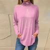 Women's Fashionable Loose-Fit High-Neck T-Shirt With Christmas Print Long-Sleeved Top