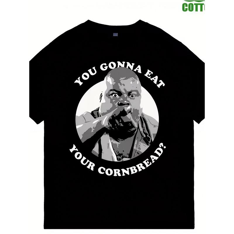 

European Sizes Oversized Graphic Tee Showcasing The Famous Quote You Gonna Eat Your Cornbread Along with a Character Illustration 5XL різнокольоровий