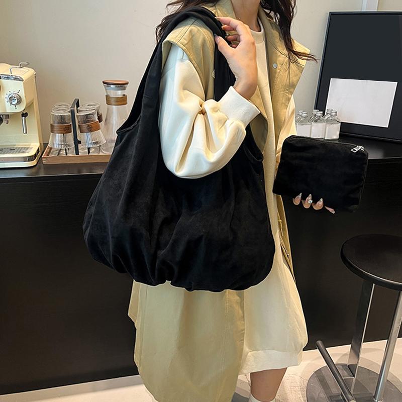 Yogodlns New Suede Tote Bag Women's Retro Matte Shoulder Bag High-end Large-capacity Commuting Versatile Shopper Handbags