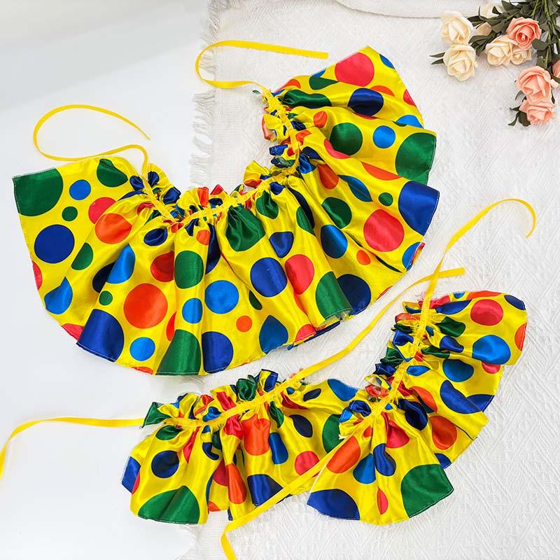 Set Costume Clown Circo Pazzo Cross: Tutù, Sciarpa, Collare, Accessori Ricamati a Mano.