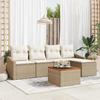 VidaXL 6-Piece Garden Sofa Set with Beige Cushions Poly Rattan Acacia 3347820