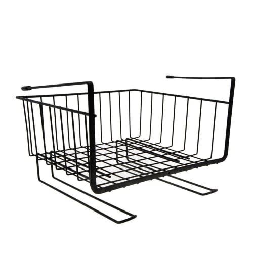 Space-saving under-wall kitchen cabinet rack, no drilling or screws required, storage rack, kitchen rack (black)